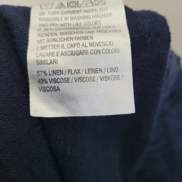 D&Co. Women's Wide Legs Pants Size 4X Blue Solid Linen Comfort Drawstring Pocket - Picture 5 of 10